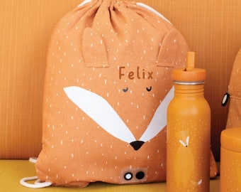 Personalised Fox Kids Drawstring Kit Bag