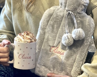 Matching Personalised Star Mug And Hot Water Bottle