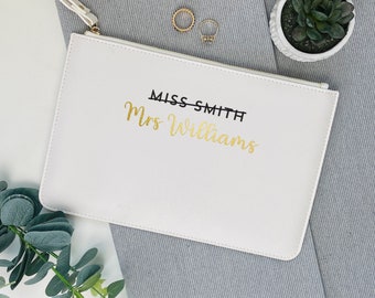 Personalised Miss To Mrs Wristlet Bag