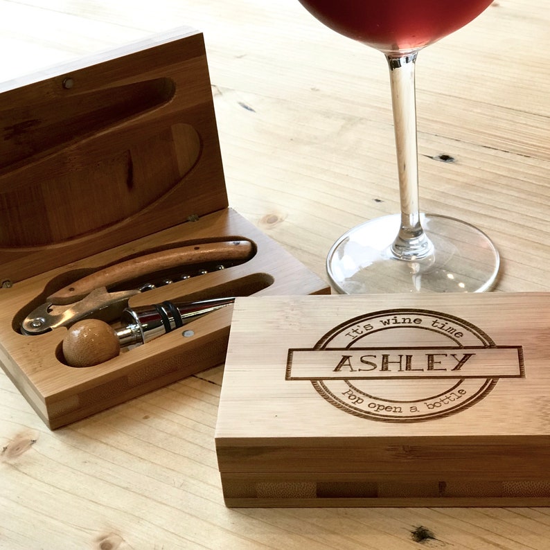 Personalised Bamboo Wine Set Etsy
