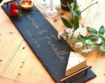 Personalised Long Serving Platter with Copper Handles.