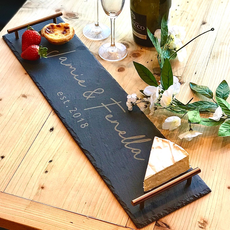 Personalised Long Serving Platter With Copper Handles. Etsy UK