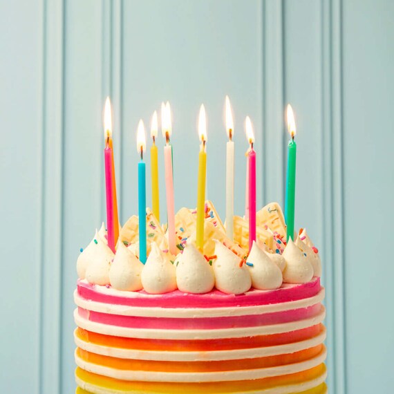 Confezione da 16 candeline per torta arcobaleno luminoso - Etsy Italia