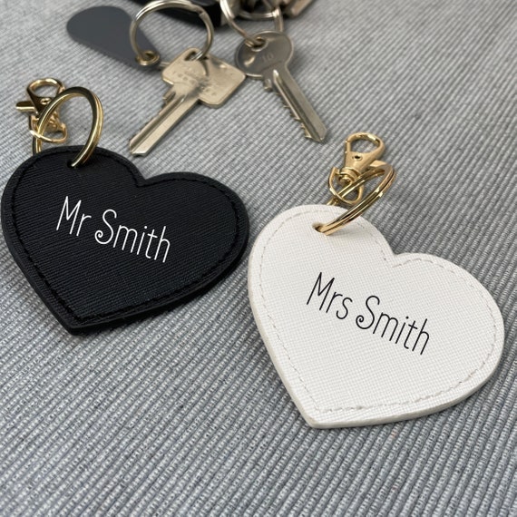 Personalised Mr and Mrs Black and White Keyrings Etsy