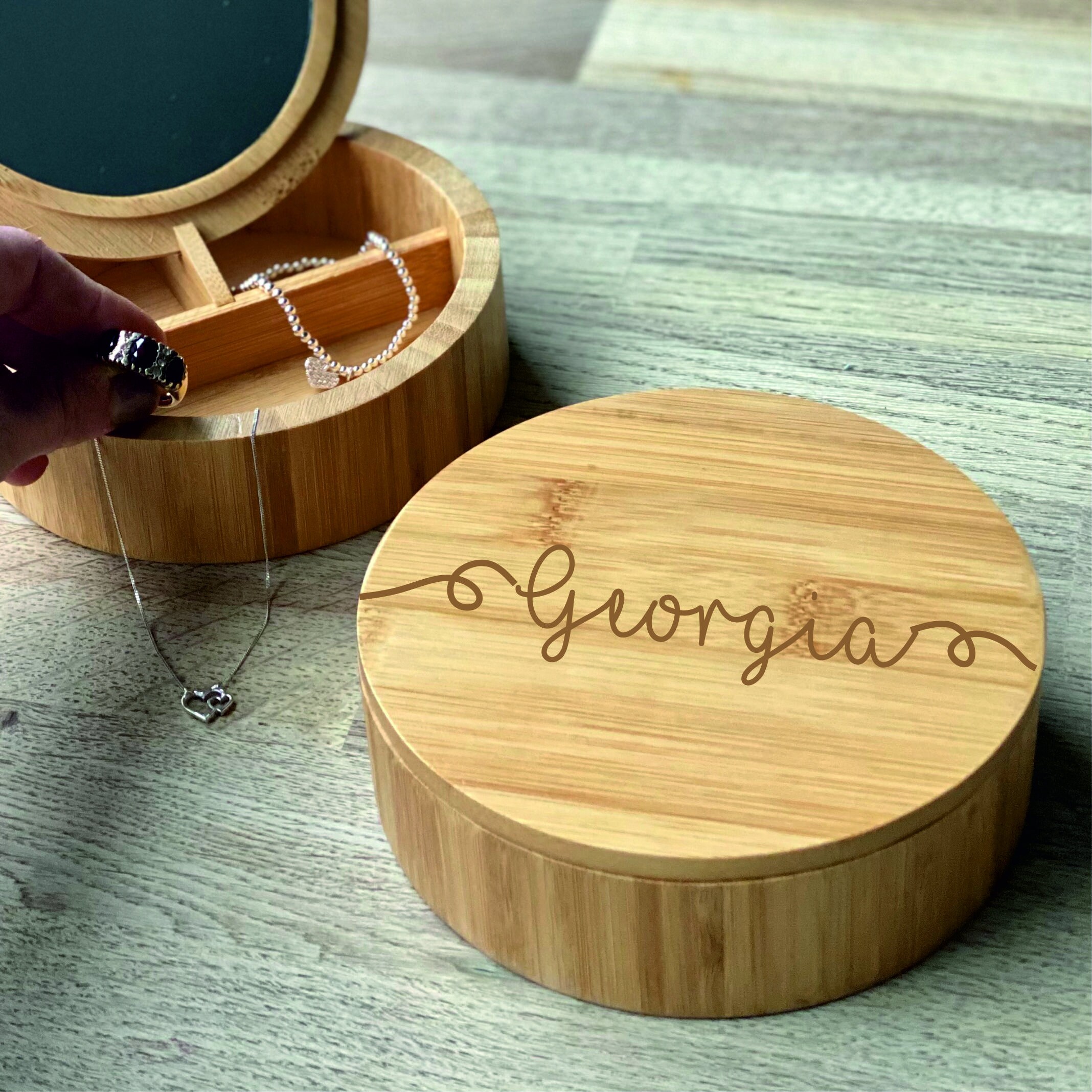 Personalised Bamboo Jewellery Box Etsy Denmark
