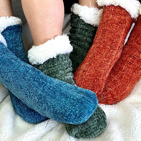 Chenille Knit Charcoal - Recycled Slipper Socks – Pudus™ Lifestyle Co.