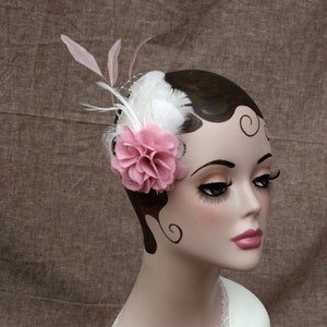 Bridal headpiece: dusky pink / mauve & ivory. Fascintor fot vintage bride or bridesmaid. Pink wedding colour. Customizable by Jazzafine image 4