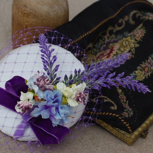 Royal Blue Orchid Flower Saucer Disc Hat Fascinator Races Wedding Ascot 5475 