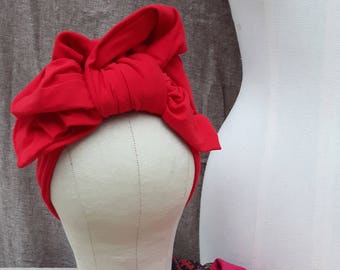 RED Vintage style Turban Headband // fifties forties diva worker red poppy Retro 40s headwrap bespoke customizable diva by Jazzafine