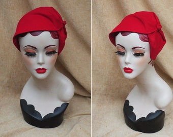 Cerchietto mezzo cappello LINO rosso ciliegia rosso // elegante copricapo anni '20 / '30 fascinator vintage Art Nouveau Art Deco estate semplice Cappuccetto Rosso