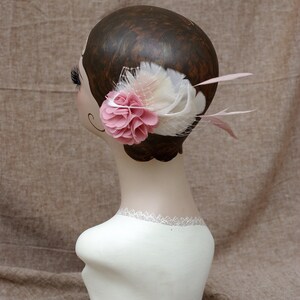 Bridal headpiece: dusky pink / mauve & ivory. Fascintor fot vintage bride or bridesmaid. Pink wedding colour. Customizable by Jazzafine image 7