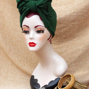 Jersey Turban Haarband grün // Baumwolle Turbandband dunkelgrün laubgrün // Worker Stil Vintage 40er 50er Fünfziger Pin Up Accessoires Bild 6