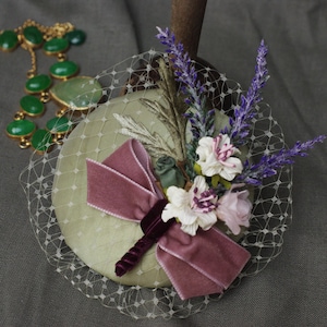 Provence lavender lilac green mint bridal headpiece fascinator corsage wedding accessoiries vintage bride bridesmaid silk fifties pastel image 9