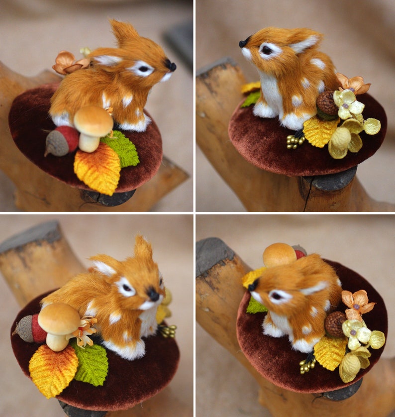 Funny Headpiece with animals cat deer rabbit squirrel // Fascinator for catlover gift idea // Thanksgivin Party // pets accessories autumn deer on brown velvet