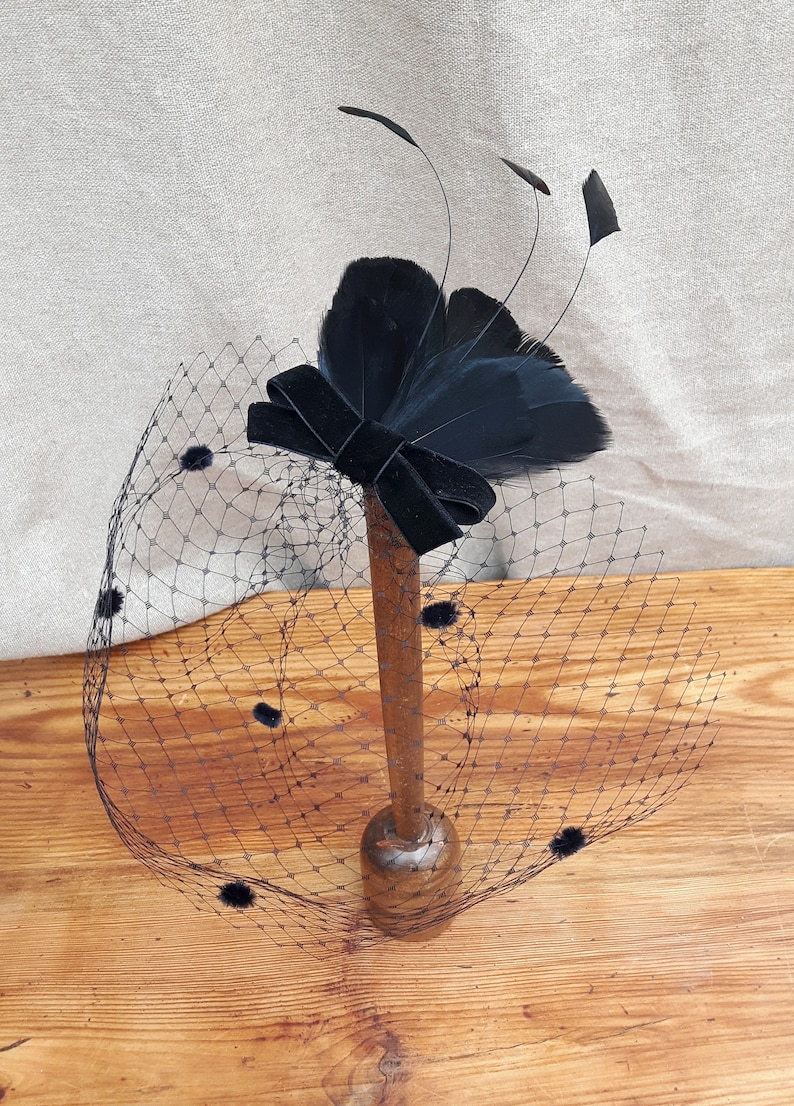 bridal headpiece bird cage bride vintage veil feathers velvet bow elegant fascinator wedding bridesmaids ivory black customisable coque