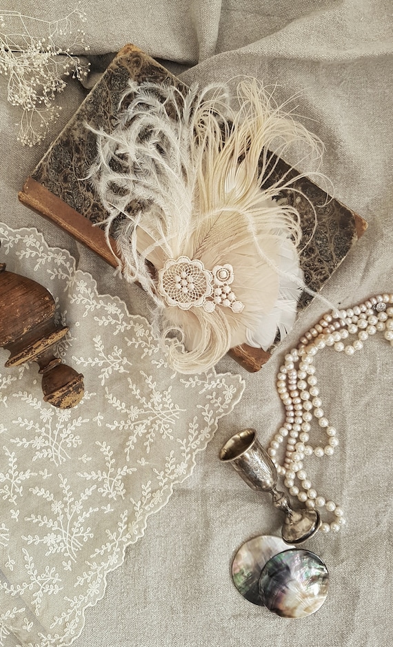 Headpiece VINTAGE WEDDING Bride Bridal Fascinator Roaring  display picture 3