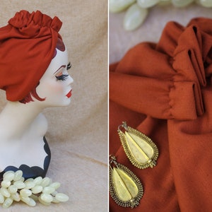 Rusty Red  fullcap Turban. Boho style for red hai beauties // 40s 30s Accessories Vintage Hat Hair lost autumn brown reddish elegant casual
