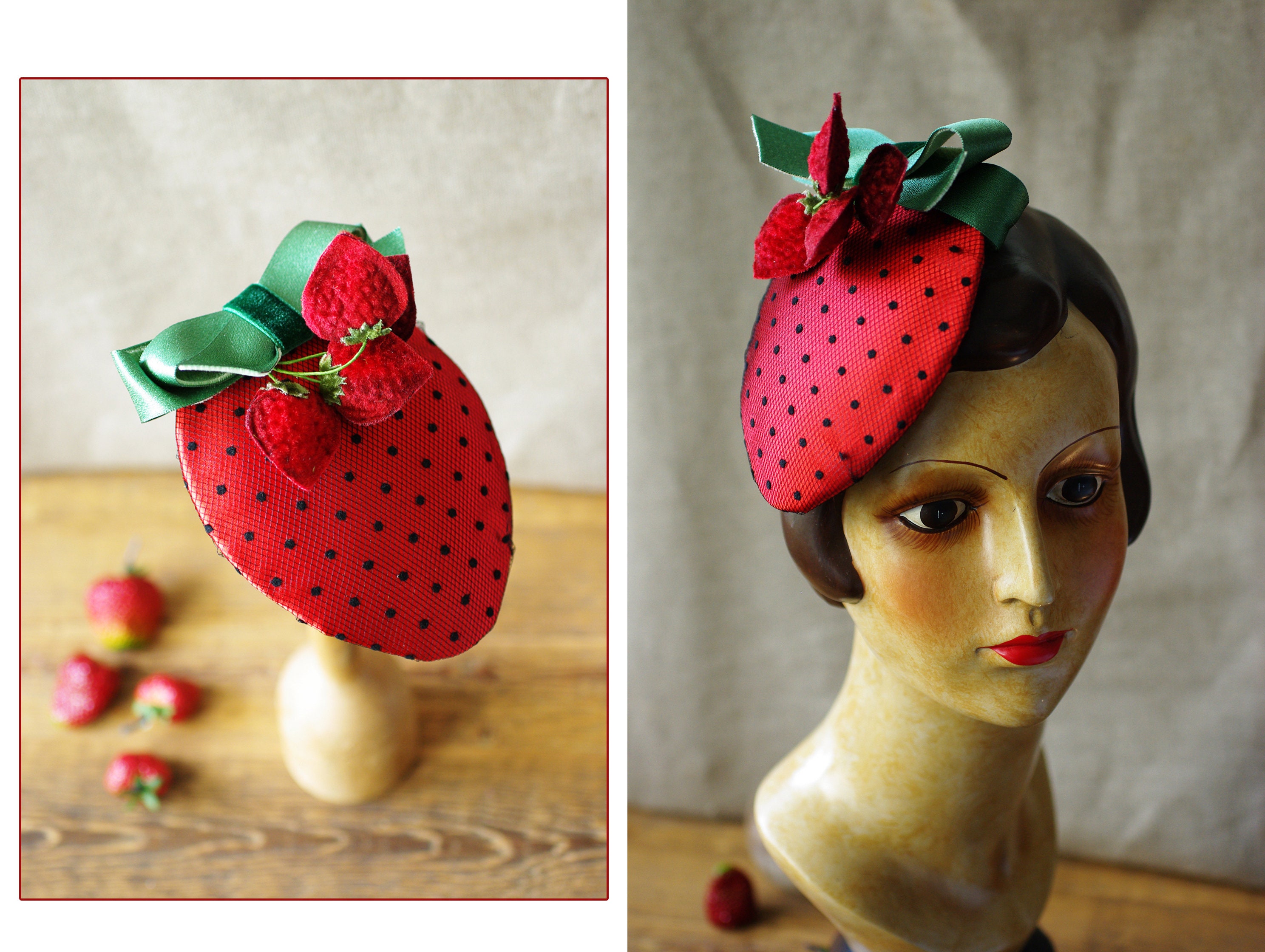 Strawberry fascinator Clearance
