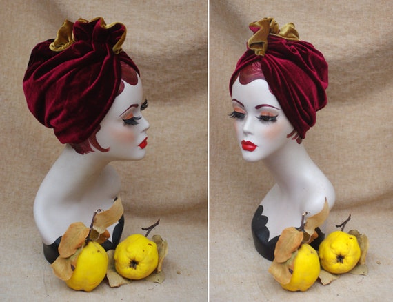 Velvet Burgundy Retro Hair Turban Velvet Burgundy Retro Hair Turban main image 4