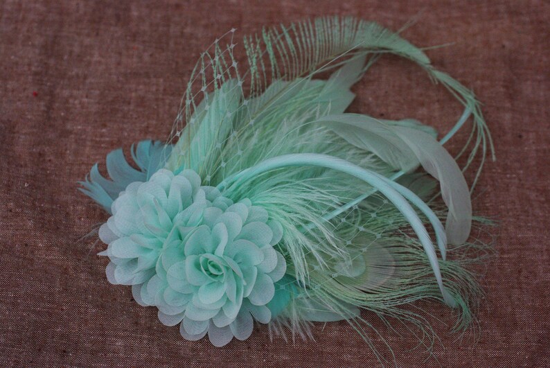 Bridal Sash /& Headpiece vintage wedding belt Fascinator Bride light green Peacock edwardian romantic Bridesmaid MINT PALE GEEN