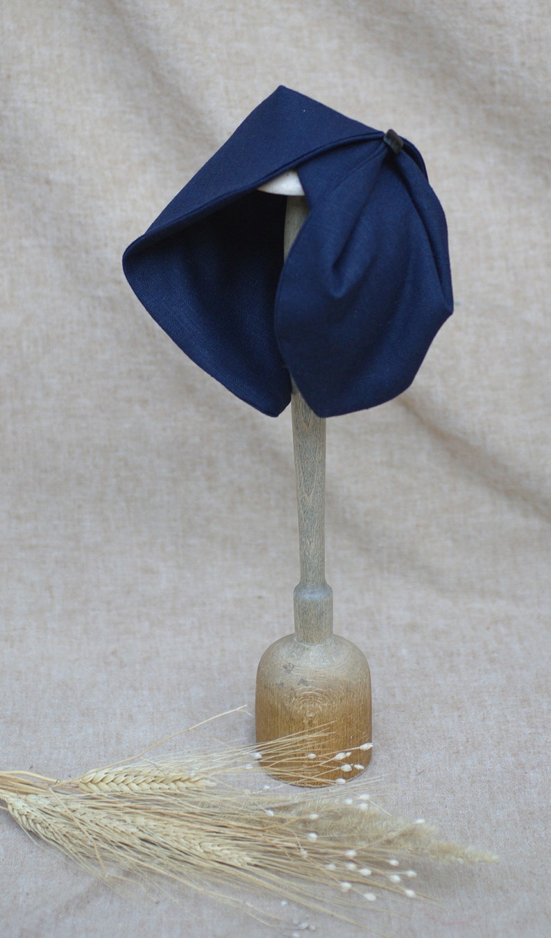 NAVY blue Half Hat pure linen Summer // Headpiece Vintage 30s 20s Art Deco // elegant Diva Look // Headband Fascinator roaring accessories image 8