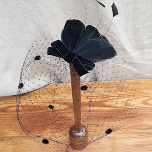 black veil bridal headpiece bird cage bride vintage feathers velvet bow elegant fascinator wedding bridesmaids black gothik