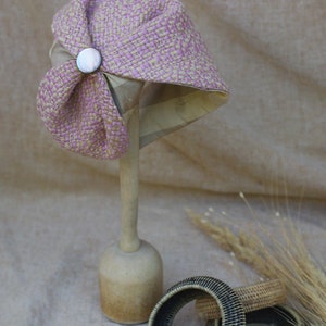 Breiter Haarreif Half Hat aus TWEED & SEIDE // Accessoires für Herbs in Rosa Beige // Vintage Stil der 20er 30er Jahre // Haarschmuck Wolle Bild 6