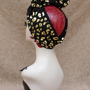 TURBAN gold schwarz Leo AFRICA // Animal Print Boho Stil Haarband Turbanband // Bandana URBAN Kopfschmuck ethnisch Bild 4