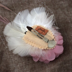 Bridal headpiece: dusky pink / mauve & ivory. Fascintor fot vintage bride or bridesmaid. Pink wedding colour. Customizable by Jazzafine image 8