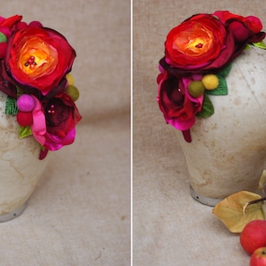 Fascia colorata stile Messico // accessori per capelli fiori copricapo boho folklore ghirlanda di fiori arcobaleno boheme hippie festival Dia de los Muertos