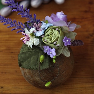 Provence lavender lilac green mint bridal headpiece fascinator corsage wedding accessoiries vintage bride bridesmaid silk fifties pastel image 7