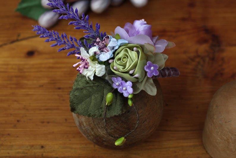 Provence lavender lilac green mint bridal headpiece fascinator corsage wedding accessoiries vintage bride bridesmaid silk fifties pastel image 7