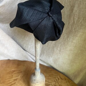 BLACK Silk Half Hat, elegant Headpiece Vintage Style 30s 20s Art Deco, Headband Fascinator, retro accessories, hair covering church funeral image 8