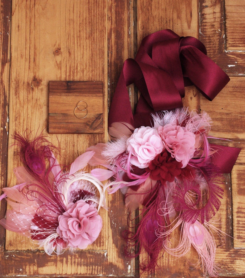 Schuhklips rosa Vintage Hochzeit altrosa mauve Brautschuhe Blumen Federn Braut Brautschmuck Accessoires pink rosé 50er Jahre Bild 8