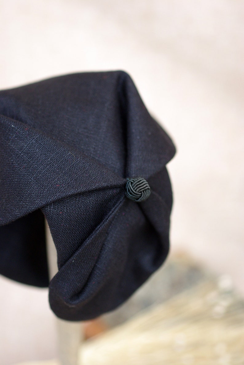 BLACK Half Hat pure linen Summer // Headpiece Vintage 30s 20s Art Deco // elegant Diva Look // Headband Fascinator black roaring accessories image 2