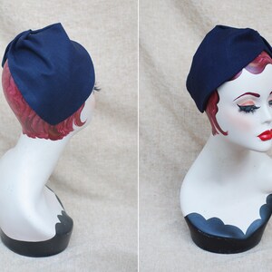 NAVY blue Half Hat pure linen Summer // Headpiece Vintage 30s 20s Art Deco // elegant Diva Look // Headband Fascinator roaring accessories image 7