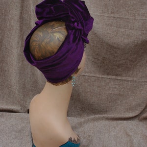 Urban Turban DIVA plum purple VELVET Headband Vintage fifties forties 40ties 50ties style Retro 1940 1950 Bow elegant extravagant retro image 5