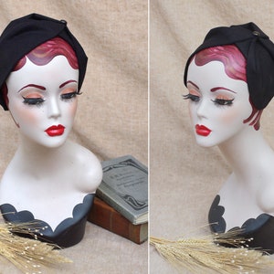 BLACK Half Hat pure linen Summer // Headpiece Vintage 30s 20s Art Deco // elegant Diva Look // Headband Fascinator black roaring accessories image 6