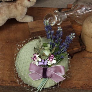 Provence lavender lilac green mint bridal headpiece fascinator corsage wedding accessoiries vintage bride bridesmaid silk fifties pastel image 3