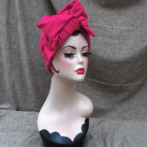 Urban Turban Turbanband Haarband pink magenta fuchsia Vintage pin up Diva Fünfziger Retro 1940 1950 Kopfschmuck Mütze Kopfband Stirnband rot Bild 2