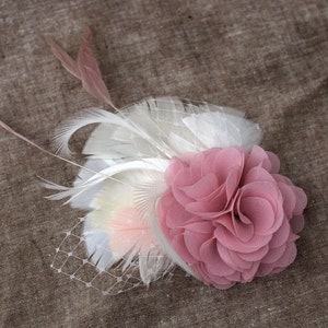 Bridal headpiece: dusky pink / mauve & ivory. Fascintor fot vintage bride or bridesmaid. Pink wedding colour. Customizable by Jazzafine image 9