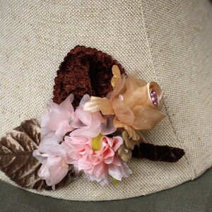 BOHO WEDDING Bridal accesories: Headband & Corsage // pale pink beige taupe // Original silk velvet Vintage // Brooch Headpiece Veil image 6