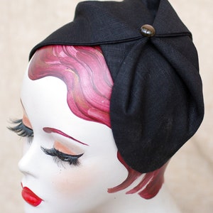 BLACK Half Hat pure linen Summer // Headpiece Vintage 30s 20s Art Deco // elegant Diva Look // Headband Fascinator black roaring accessories image 7