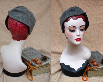 Vintage Look Half Hat gray grey Cashmere Wool // Headpiece Vintage 30s 20s Art Deco // Headband Business Look // mother of pearl hair lost