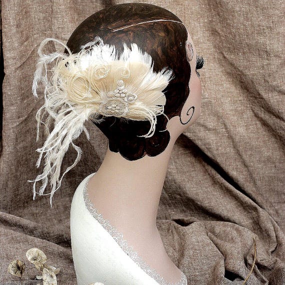 Headpiece VINTAGE WEDDING Bride Bridal Fascinator Roaring  display picture 1