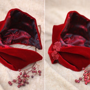 Wine Red Velvet Half Hat // Headpiece Vintage 30s 20s Art Deco // Diva Headband Fascinator accesories Valentines // engagement gift idea image 10