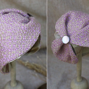 Breiter Haarreif Half Hat aus TWEED & SEIDE // Accessoires für Herbs in Rosa Beige // Vintage Stil der 20er 30er Jahre // Haarschmuck Wolle Bild 8