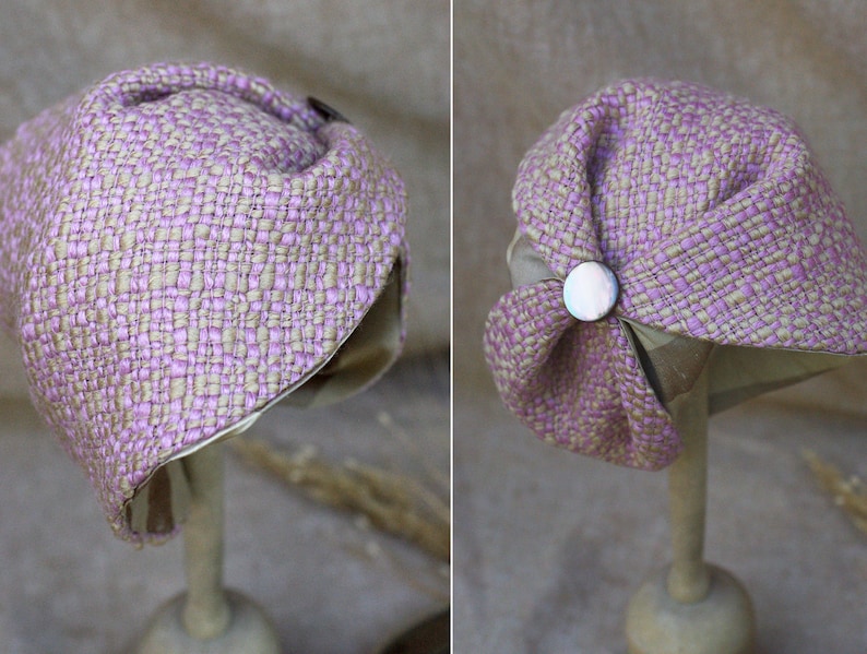 Breiter Haarreif Half Hat aus TWEED & SEIDE // Accessoires für Herbs in Rosa Beige // Vintage Stil der 20er 30er Jahre // Haarschmuck Wolle Bild 8