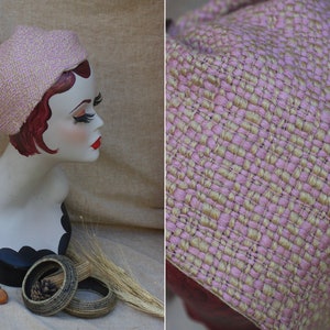 Breiter Haarreif Half Hat aus TWEED & SEIDE // Accessoires für Herbs in Rosa Beige // Vintage Stil der 20er 30er Jahre // Haarschmuck Wolle Bild 3