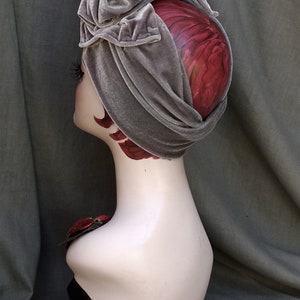 Samt GRAU // Urban Turban Haarband // Turbandband in DIVA Vintage Stil // 30er 40er Jugendstil // Geschenkidee Bild 6